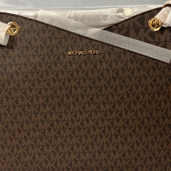 NWT - Michael Kors Jet Set Large Logo Shoulder Bag, Brown - Picture 5 of 12